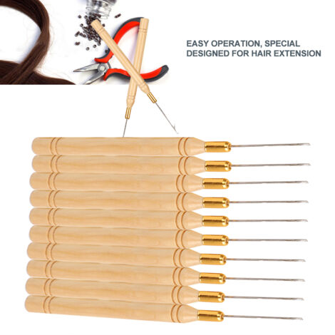 Häkelnadeln aus Holz für Haarverlängerungen und Perücken, professionelles Haarstyling-Set (1/5)