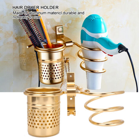 Wandmontierter Haartrocknerhalter, Badezimmeraufbewahrung mit Haken (Matt c8) (1/4)