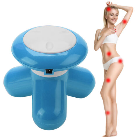 Tragbares USB-Vibrationsmassagegerät für Nacken, Rücken und Schultern, ergonomischer blauer Griff (1/5)