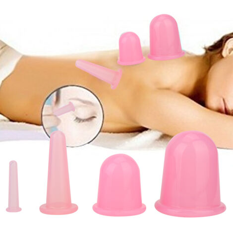 4-teiliges Gesichtsmassage-Saugset für straffende und Anti-Aging-Wirkung – Rosa (1/5)
