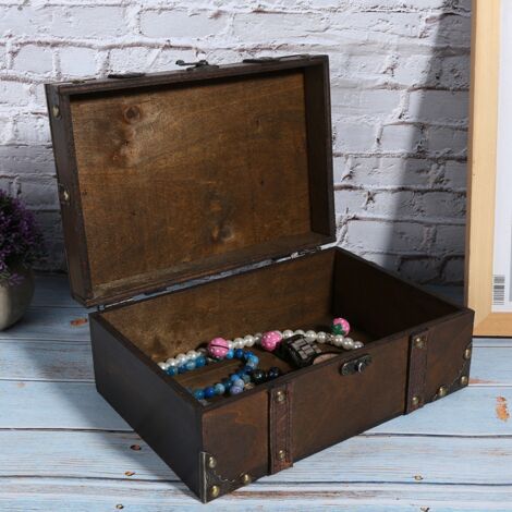 Vintage Schmuckkästchen aus Holz mit Schloss, dekorative Aufbewahrungsbox für das Wohnzimmer (1/5)