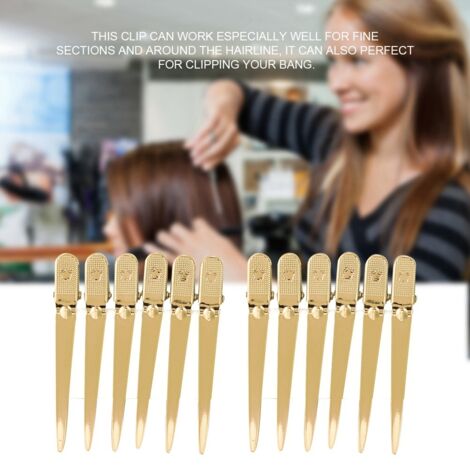 12 goldene Haarnadeln für professionelles Haarstyling, Set mit 12 Abteilclips für den Salon (1/4)