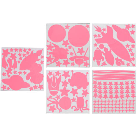 184 im Dunkeln leuchtende Sternenaufkleber, Weltraummotiv, glänzende pinkfarbene Wandaufkleber zum Aufkleben fürs Schlafzimmer (1/5)