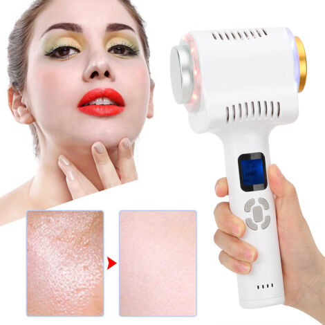 Anti-Aging-Gesichtsmassagegerät mit Wärme- und Kälteeffekt – Mehrfarbiges LED-Lichttherapiegerät (110–240 V, europäischer Stecker) (1/5)