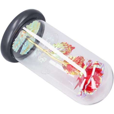Bunte LED-Rose aus rotem und goldenem Mosaikglas – Romantische Geschenkidee zum Valentinstag (1/5)
