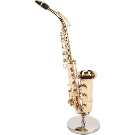 Dekoratives 6,3 Zoll Miniatur-Altsaxophon mit Ständer und Koffer für Puppenhäuser (1/5)