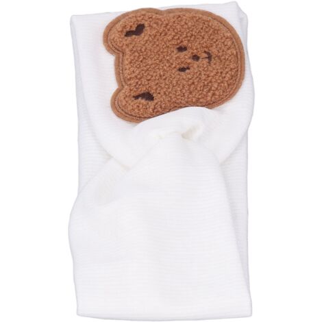 Niedliches Bären-Haarband für Babys von 0–8 Jahren, weiche Baumwolle, elastisch, handgefertigt, weiß (1/5)
