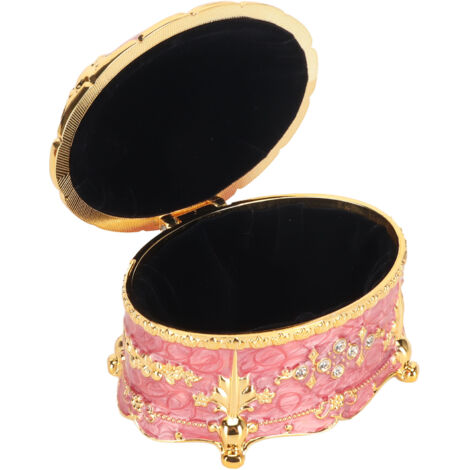 Vintage Schmuckkästchen aus Zinklegierung mit dekorativen Gravuren – rosa Strasskästchen für Damen (1/5)