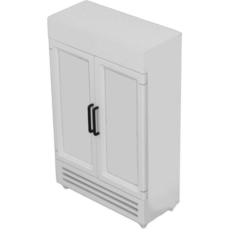 Miniaturkühlschrank im Maßstab 1:12 für Puppenhäuser, elegantes und tragbares Design, weiße Holzoberfläche (1/5)