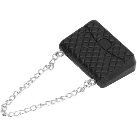 Schwarze Handtasche für Puppenhäuser im Maßstab 1:12, detailreiches und farbenfrohes Miniatur-Accessoire. (1/5)