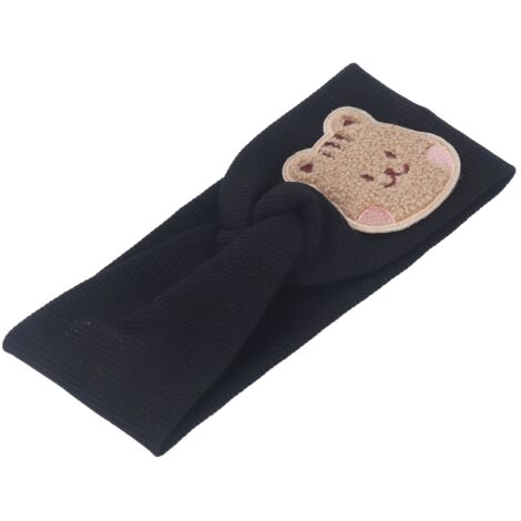 Baby-Kopfschutzbänder aus elastischer Baumwolle mit niedlichem Tiermuster, Schwarz (1/5)