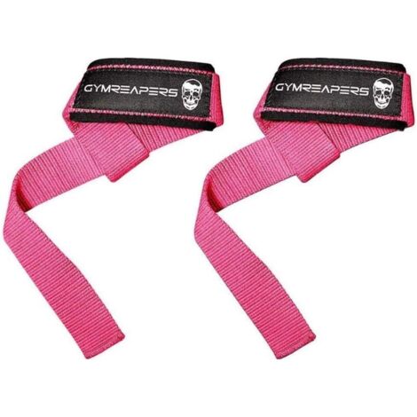 Bracelets de poignet utilisés pour l'haltérophilie, le bodybuilding, la force athlétique, le renforcement musculaire et le soulevé de terre - 18 pouces en néoprène doublé de coton (rose) (1/5)