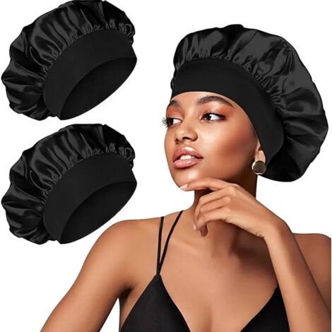 Foulard de nuit en satin deux pièces, foulard en soie ajustable, bandeau élastique de nuit, foulard en satin mat pour femme, idéal pour prendre soin de ses cheveux bouclés. (1/5)