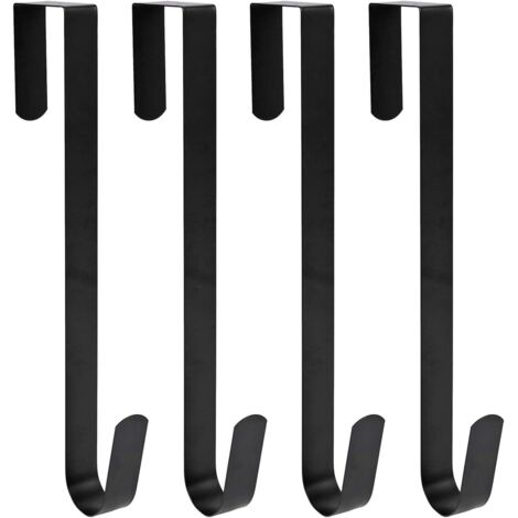 Türhaken für den Eingangsbereich, geeignet für Kränze mit einem Durchmesser von 30,5 cm (ca. 12 Zoll), Türhaken aus Stahl, 4 Türhaken für Kränze (schwarz) (1/5)