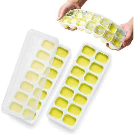 Bac à glaçons en silicone avec couvercle anti-déversement, bac facile à démouler, moule à glaçons en silicone souple sans BPA certifié LFGB, convient pour les fêtes, les boissons, les cocktails et les (1/5)