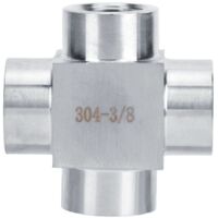 4-Wege-T-Stück aus Edelstahl 304, G3/8-Innengewinde, für Hydraulik- und Pneumatiksysteme