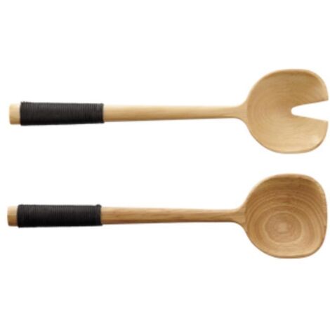 ASA Couverts à salade avec manche en nylon noir wood