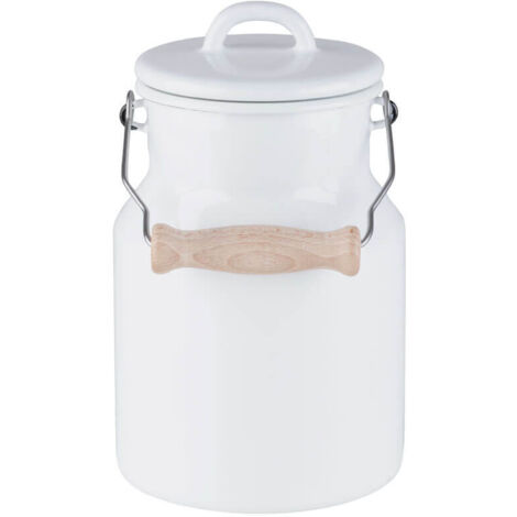 Riess Grand-mère Pot à lait Couvercle émaillé/poignée en bois 1,5 litre Émail Classic Blanc (1/2)