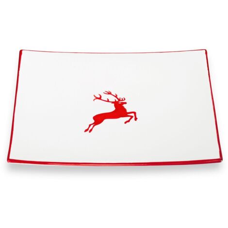 Ceramica Gmundner Cervo rosso rubino, piatto da pranzo Trend (26x26 cm) (1/2)