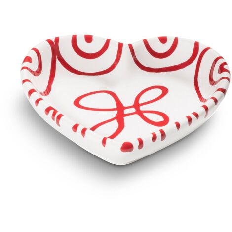 Ciotola a forma di cuore in ceramica Gmundner rosso fiammato (L10cm) (1/2)