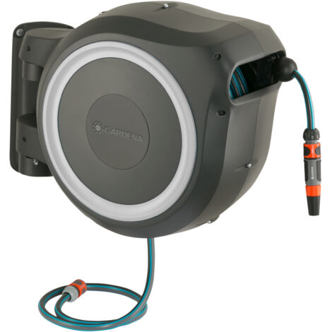 GARDENA Avvolgitubo da parete automatico RollUp M/L (bianco): tubo 25 m incluso (18622-20)