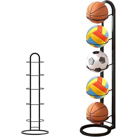 Briznsn Support de rangement pour ballons de basket, 5 étages, support de rangement pour ballons, support pour ballons, support démontable, pour usage intérieur et extérieur