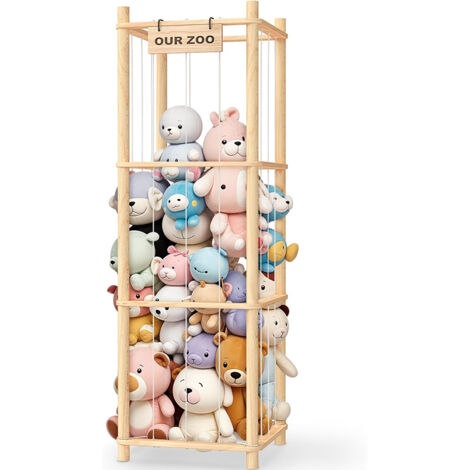 Briznsn Étagère de rangement en bois pour peluches, étagère d'angle, grande capacité, présentoir à jouets, étagère de rangement sur pied, pour le salon ou la chambre à coucher (1/5)
