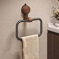 Briznsn Porte-serviettes métallique à ventouse, style rétro, à fixation murale sans perçage, pivotant à 360°, pour salle de bains et toilettes