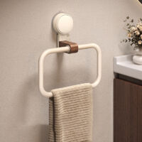 Briznsn Porte-serviettes métallique à ventouse, style rétro, à fixation murale sans perçage, pivotant à 360°, pour salle de bains et toilettes