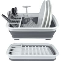 Nsihing Égouttoir vaisselle pliable 36,5 cm – Support extensible avec égouttoir à couverts, compatible lave-vaisselle