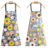 Nsihing Lot de 2 tabliers de cuisine, tablier réglable avec poche, tablier floral élégant pour la cuisine à la maison, le jardinage, la restauration et les salons, Gris + Bleu Tournesol