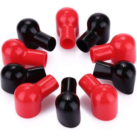S-giant Lot de 10 Cache-bornes de batterie Cache-bornes isolants en plastique souple Positif et Négatif Rouge et Noir