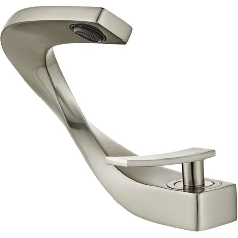 S-giant Robinet Salle de Bain Nickel Brossé, Mitigeur de Lavabo au Design Élégant, Robinetterie Monotrou, Laiton (1/5)