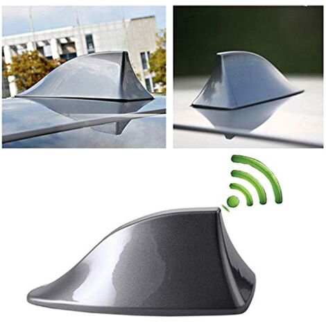 S-giant Antenne Requin Voiture Universelle en Forme Antenne D'aileron de Requin - Antenne de Voiture avec FM/AM Radio Signal avec Base adhésive étanche pour Auto SUV Camion Van (Gris)