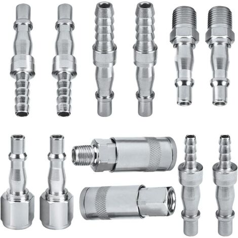 S-giant Connecteurs d'air, 12 raccords d'air, raccords de tuyau d'air BSP de 6,35 mm pour tuyau de 6, 8 et 10 mm (1/6)
