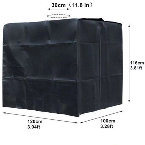 Bâche Réservoir d'eau IBC 1000 L Couverture Container Citerne Eau Pluie avec Fermeture éclair Coupe-Vent Anti-UV 210D Résistant à la Déchirure-Noir (1/5)