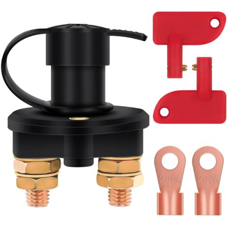 S-giant Interrupteur principal 12 V / 24 V, Interrupteur principal de batterie, Interrupteur d'arrêt rapide, Interrupteur de batterie en cuivre pur, Bateau avec clé Natobone pour voitures, camping-car (1/5)
