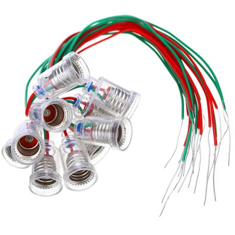 12 Stück Fassung mit Kabel E10 Lampensockel kleine Lampenfassung mit 25cm isolierten Drähten für Home LED Experiment elektrische Testzubehör (1/5)