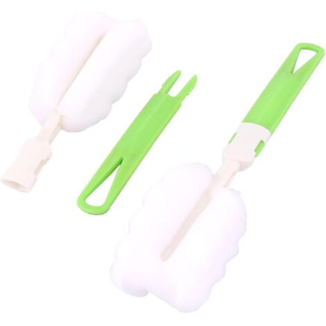 Flaschenbürste mit abnehmbarem Schwammkopf für Glasbecher und Babyflaschen, Hellgrün (1/3)