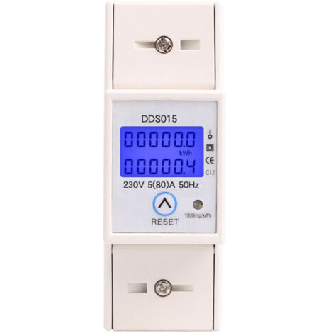 Einphasen-Energiezähler DDS015 zur Montage auf DIN-Schiene mit LCD-Bildschirm und präziser Messung.