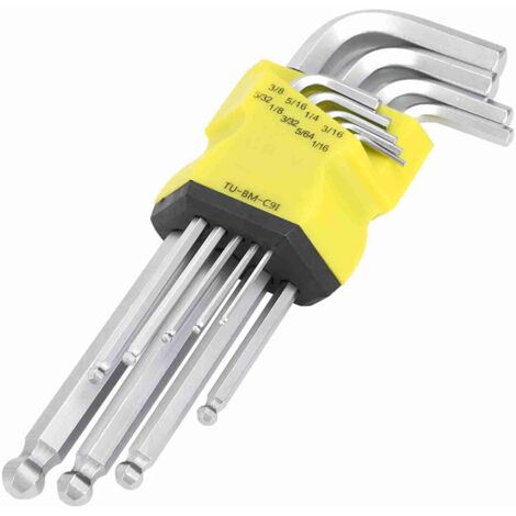 9-teiliger Kugelkopf-Inbusschlüsselsatz – Professionelles Reparaturset – Chrom-Vanadium-Stahl