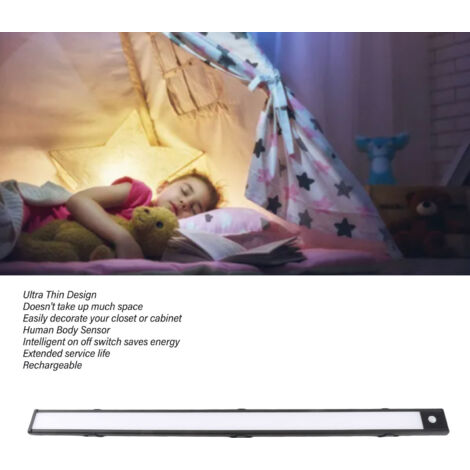 Wiederaufladbare LED-Lichtleiste mit Bewegungssensor, kabellose LED-Leuchte für Schränke und Garderoben, Weiß
