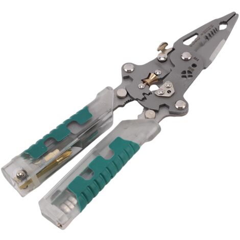 Elektrisches Multifunktionswerkzeug mit 20 Funktionen zum Abisolieren, Schneiden, Crimpen und Spannungsprüfen (22,4 cm) – Chrom-Vanadium-Stahl