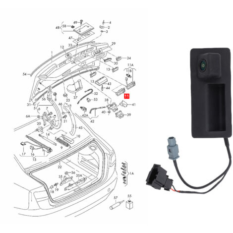Heckklappengriff mit Rückfahrkamera (5N0827566AA) - Kompatibel mit Audi allroad, RS5, RS7, S4, S5, S6, S7, SQ5