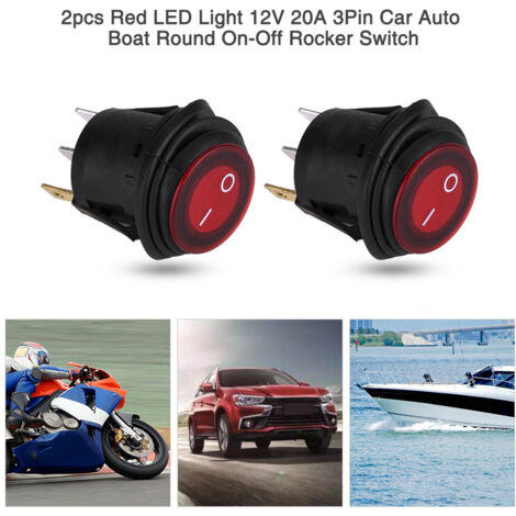 Roter LED-Wippschalter 12V/24V 3-poliger Zweiwegeschalter für Auto-/Bootsbeleuchtung 20A - 2 Stück (1/5)