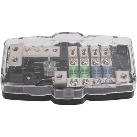 ANL 4-Wege-Audio-Sicherungskasten mit LED-Anzeige – 80-A-Sicherungsblock, wasserdicht und staubdicht, für Wohnwagen, Wohnmobile und Boote