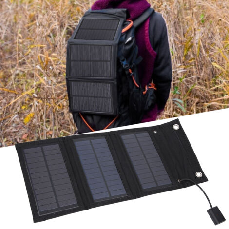 Tragbares 15-W-Solarpanel, faltbar, wasserdicht (IP65), mit Karabinerhaken für Camping und Wandern
