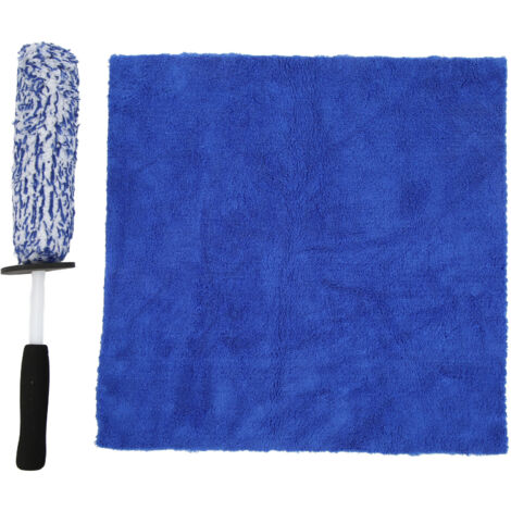Felgen- und Reifenreinigungsbürste – Blaues Set mit Mikrofaser – 42 cm – Für Lkw, Fahrräder, Stoßstangen