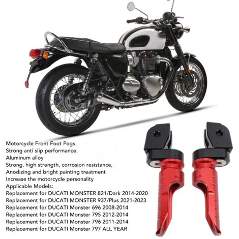 Rote, rutschfeste Aluminium-Pedalauflagen für Ducati Monster (1/5)
