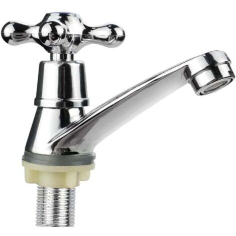 Forehill – Grifo mezclador moderno con manija en cruz para lavabo – Aleación de zinc – Acabado galvanizado resistente a los arañazos – Fácil instalación (1/4)